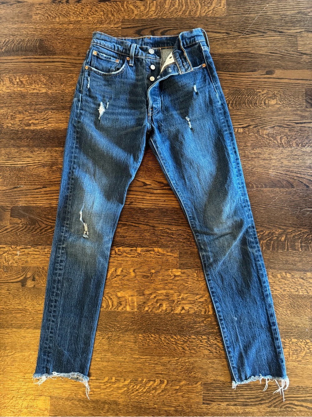 Levi's Dark Blue Skinny Jeans with Distressed Detail